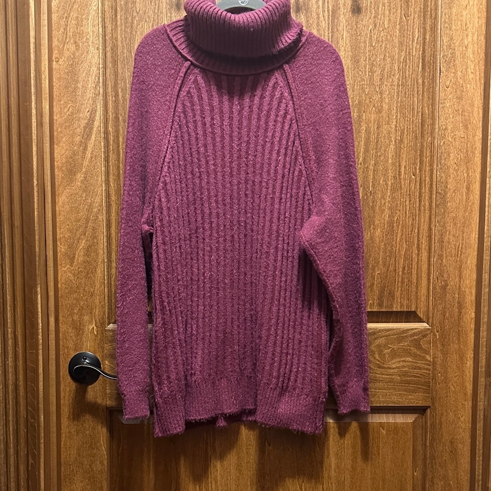 Free People Deep Burgundy Turtleneck Sweater